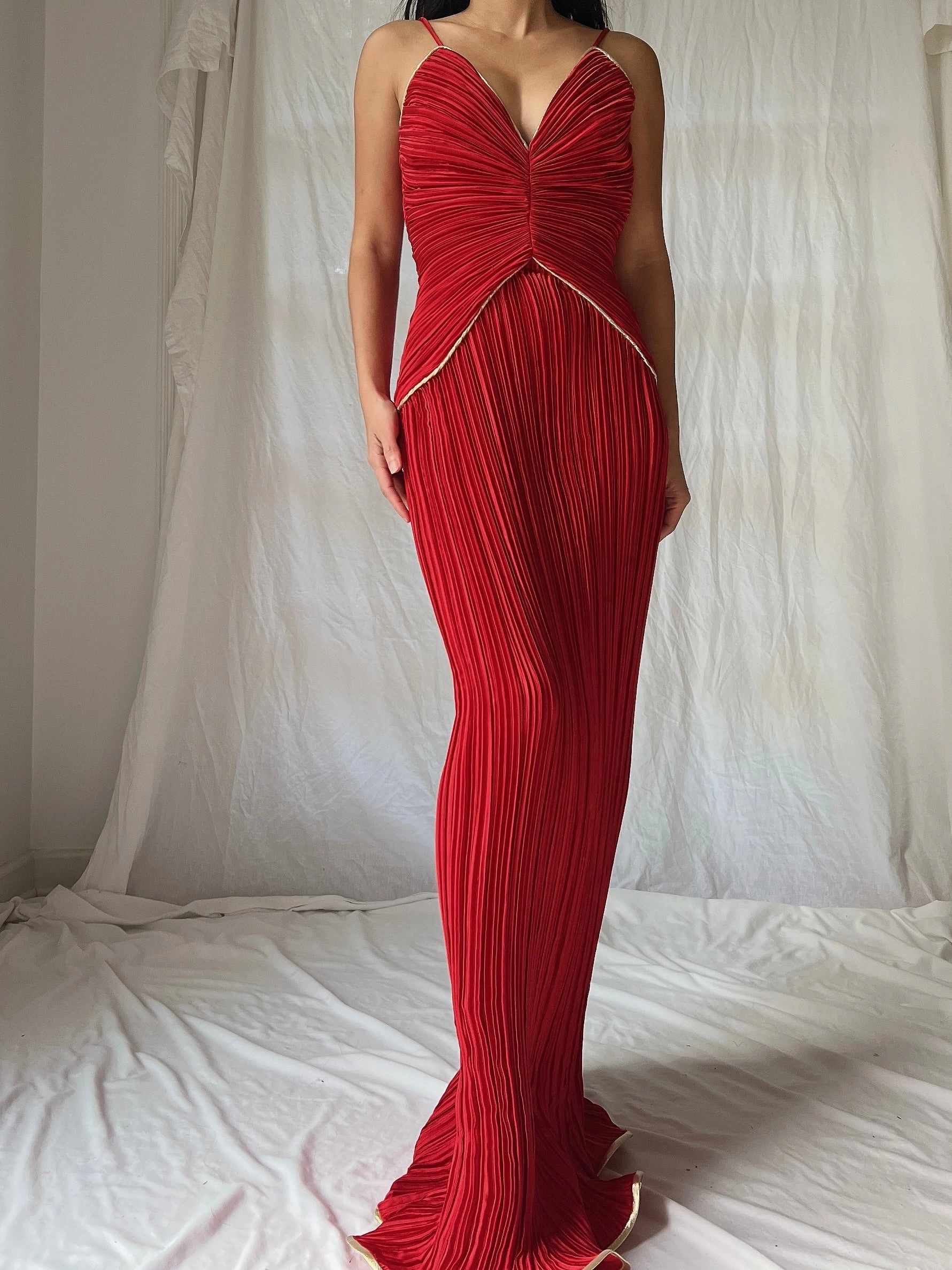 Vintage Micropleated Column Dress - S
