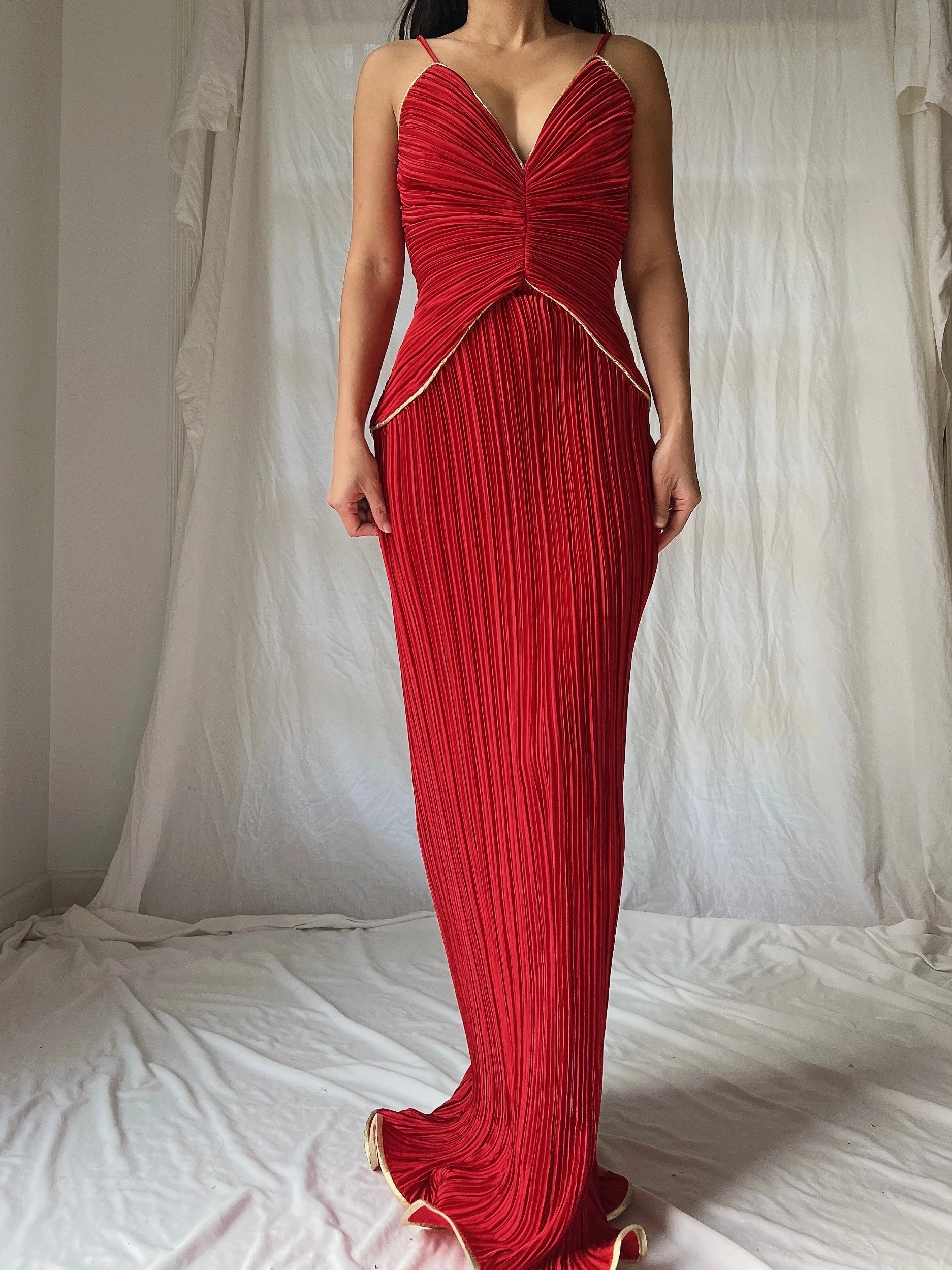 Vintage Micropleated Column Dress - S