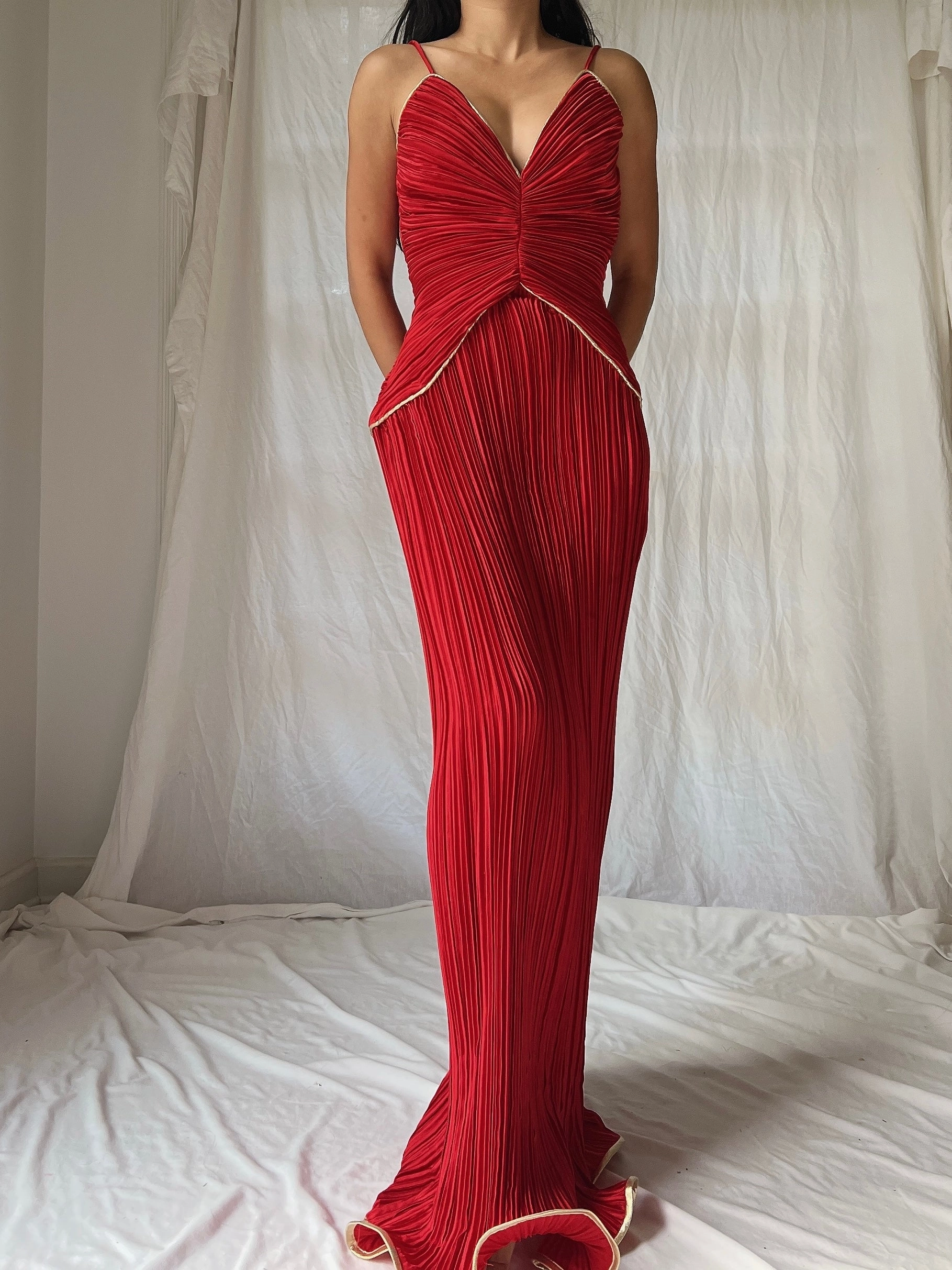 Vintage Micropleated Column Dress - S