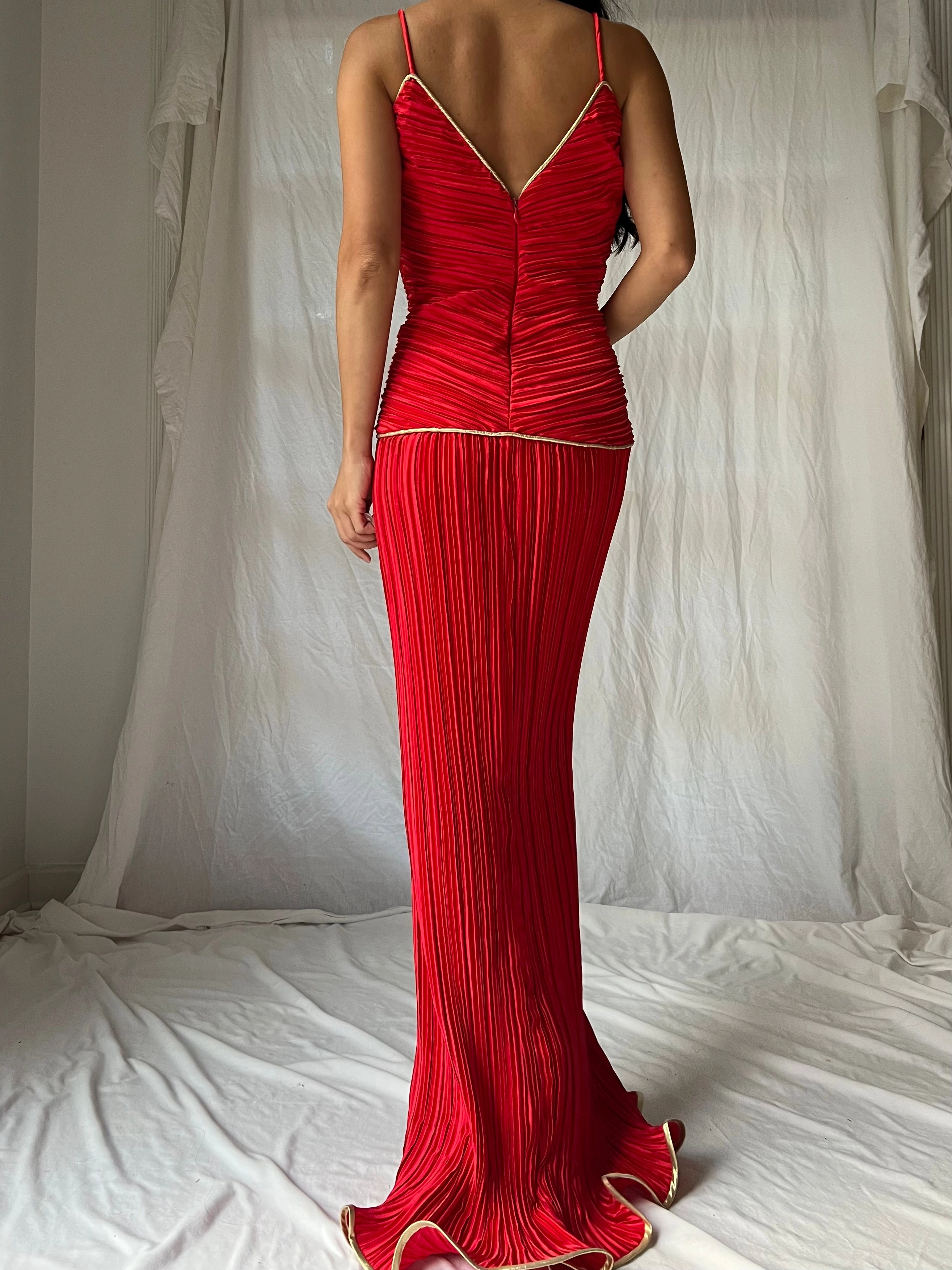 Vintage Micropleated Column Dress - S