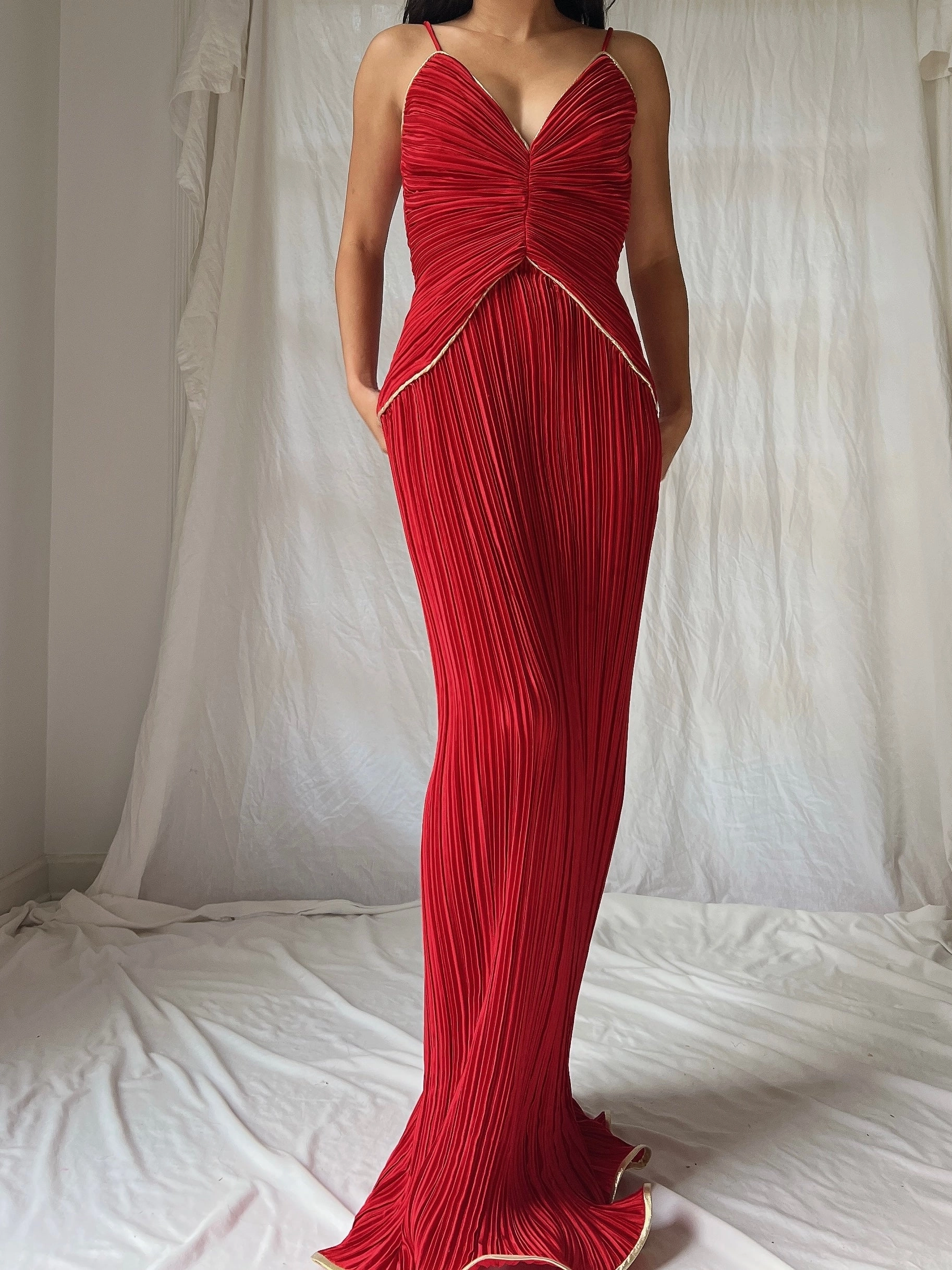 Vintage Micropleated Column Dress - S