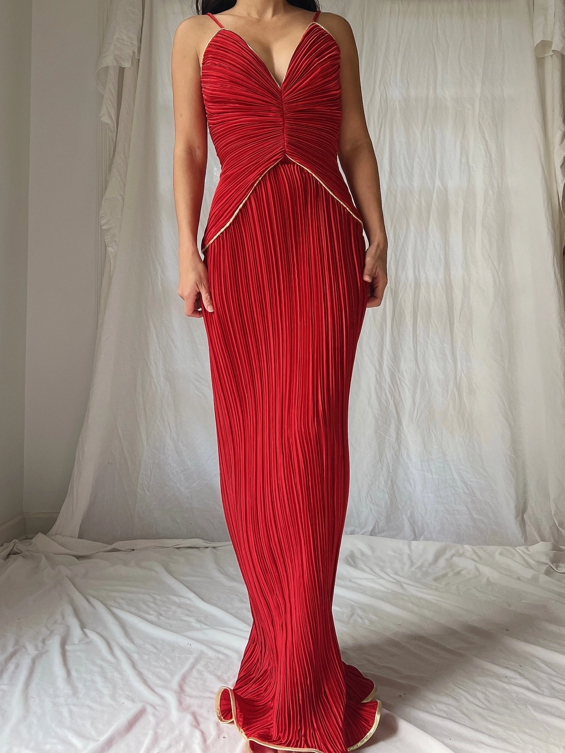Vintage Micropleated Column Dress - S