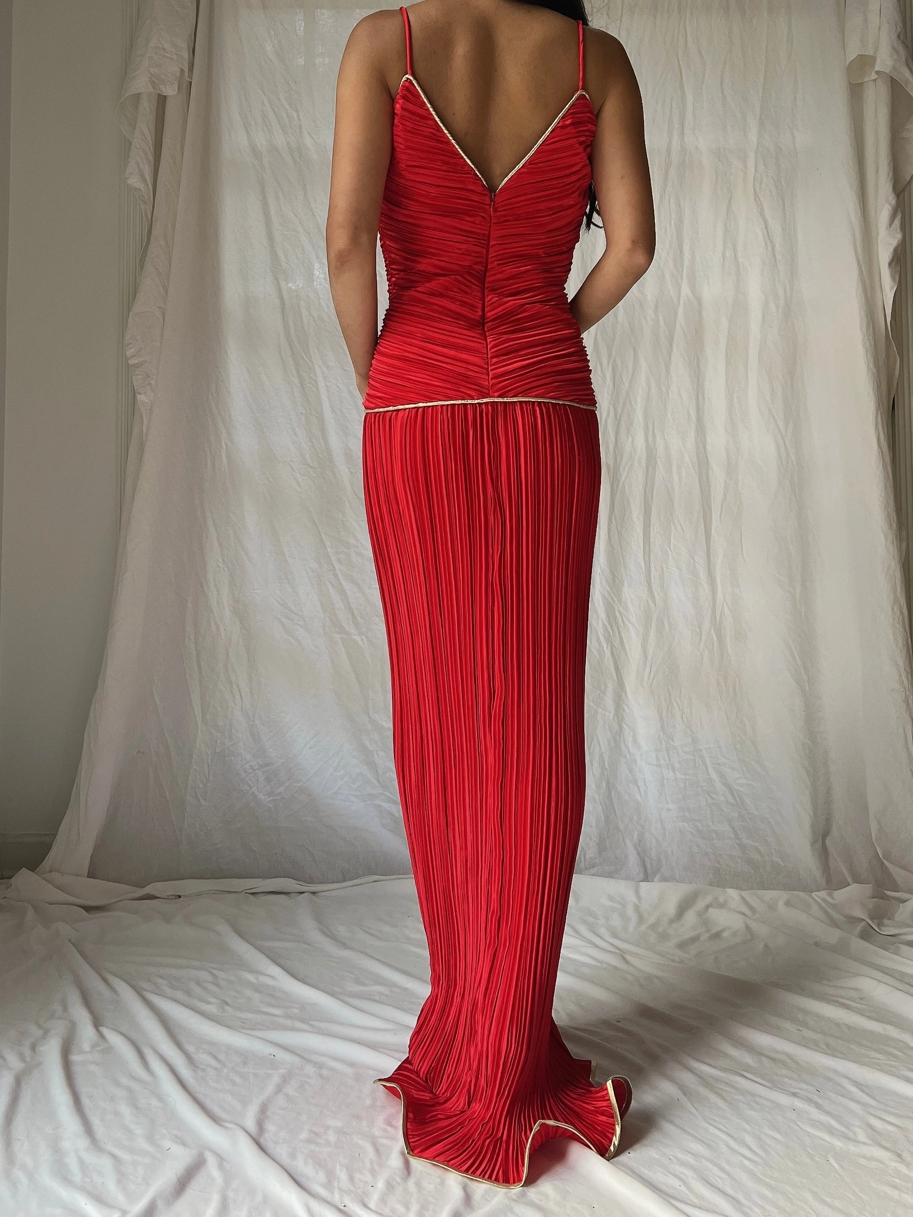 Vintage Micropleated Column Dress - S