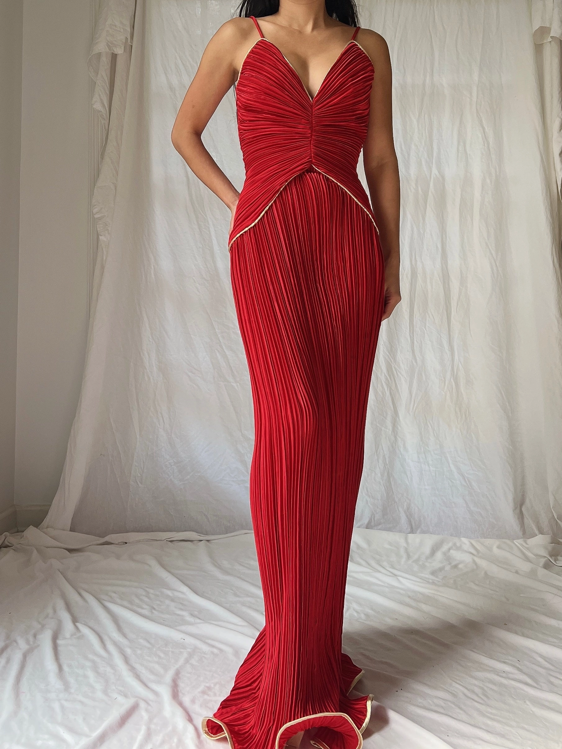 Vintage Micropleated Column Dress - S