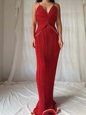 Vintage Micropleated Column Dress - S