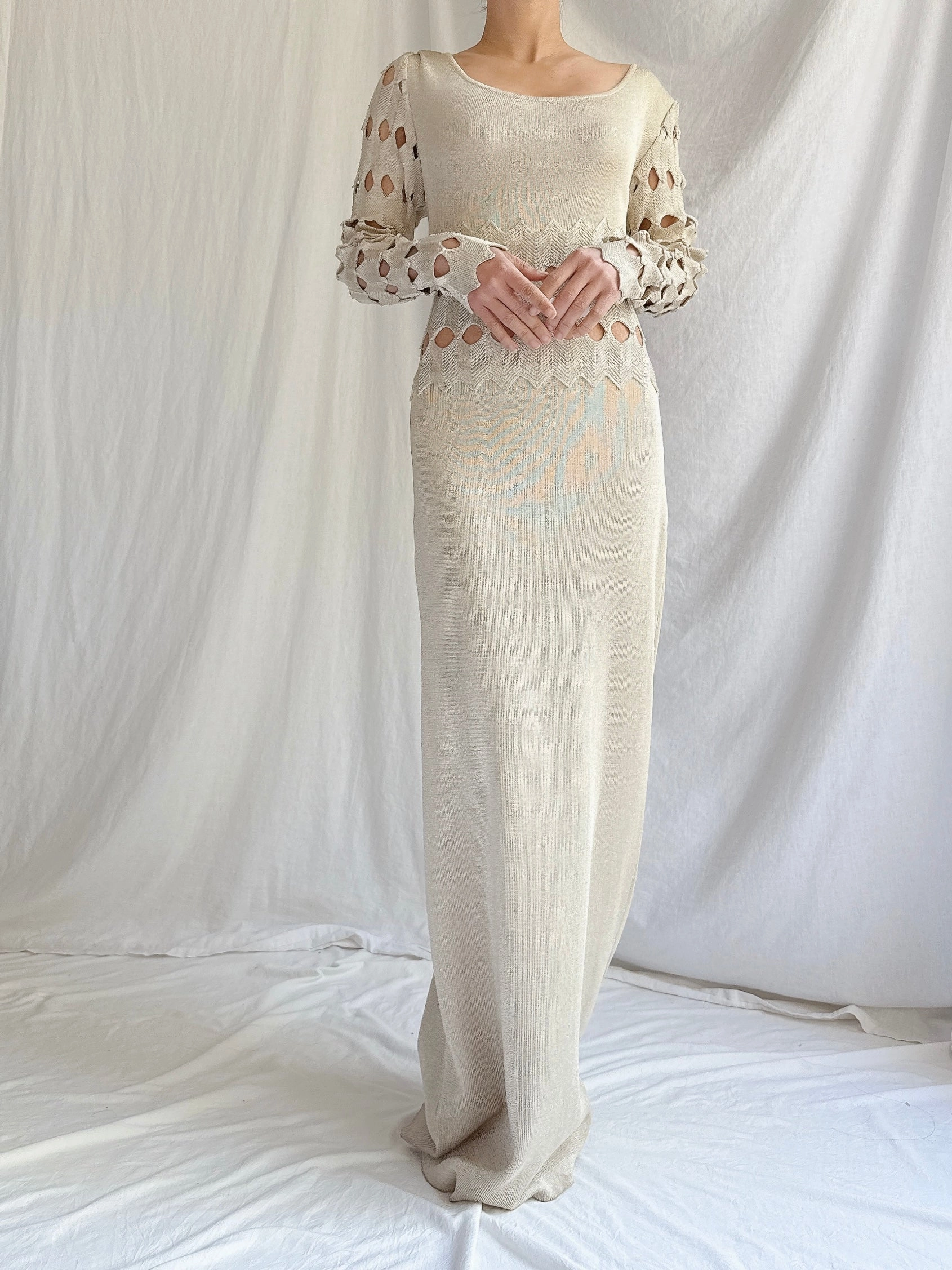 Vintage Nora Attalai Italy Knit Cutout Gown - S-M