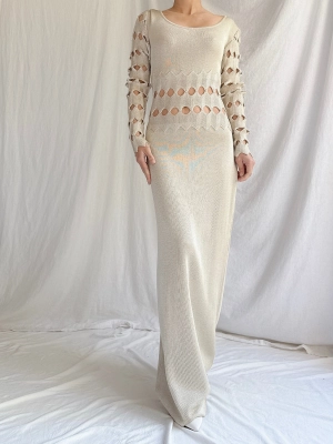 Vintage Nora Attalai Italy Knit Cutout Gown - S-M