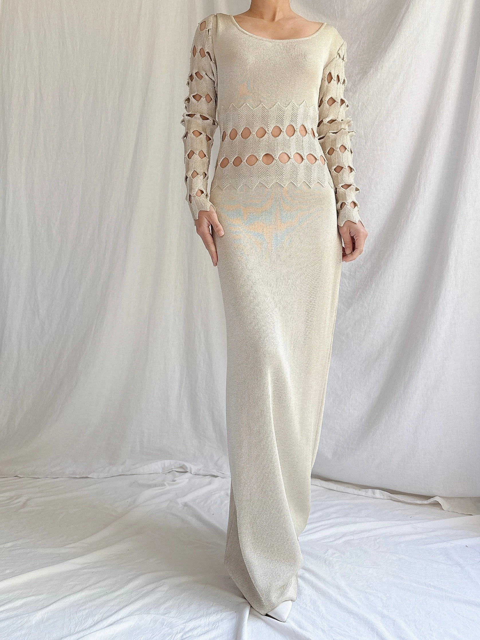 Vintage Nora Attalai Italy Knit Cutout Gown - S-M