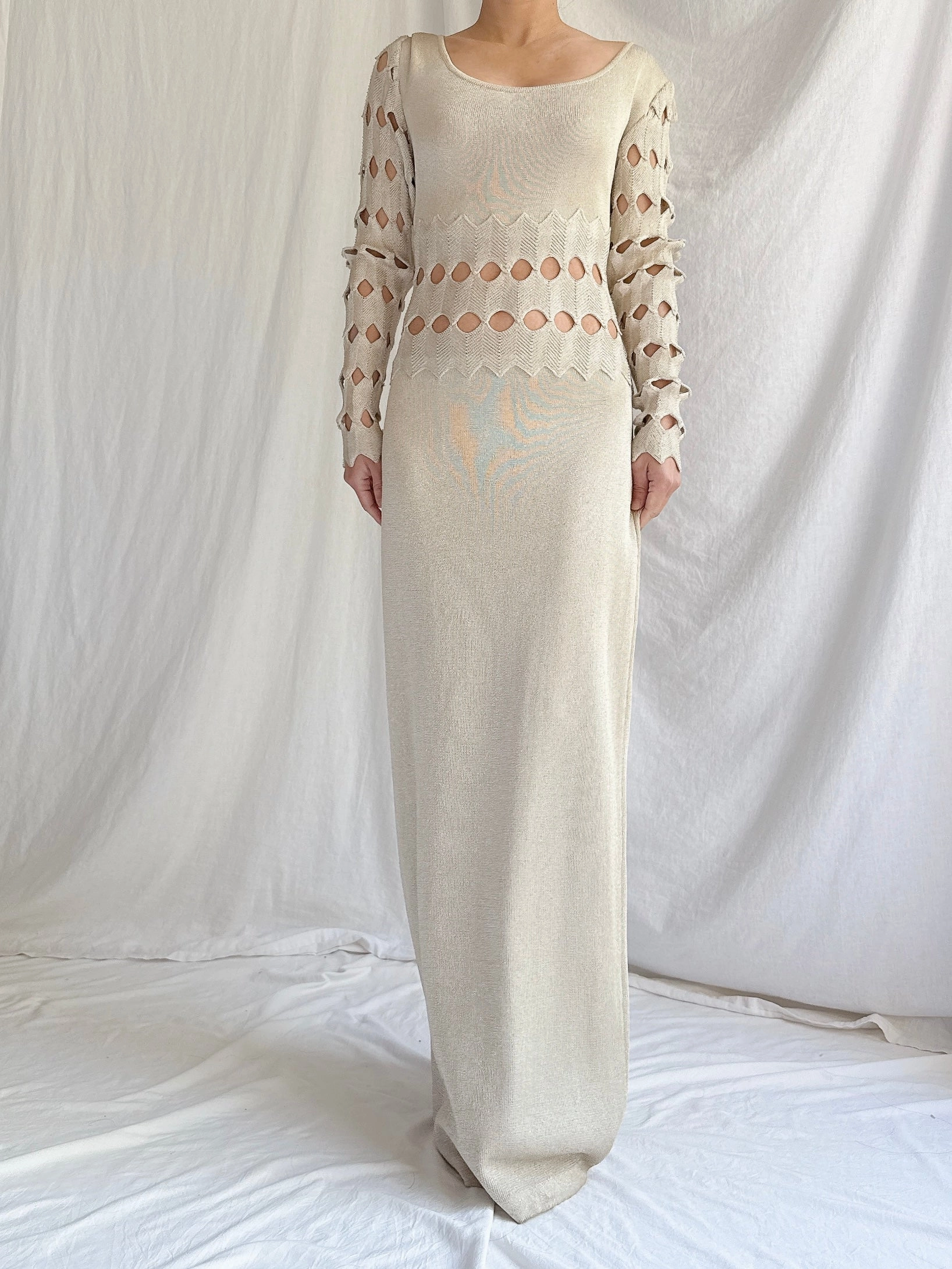 Vintage Nora Attalai Italy Knit Cutout Gown - S-M