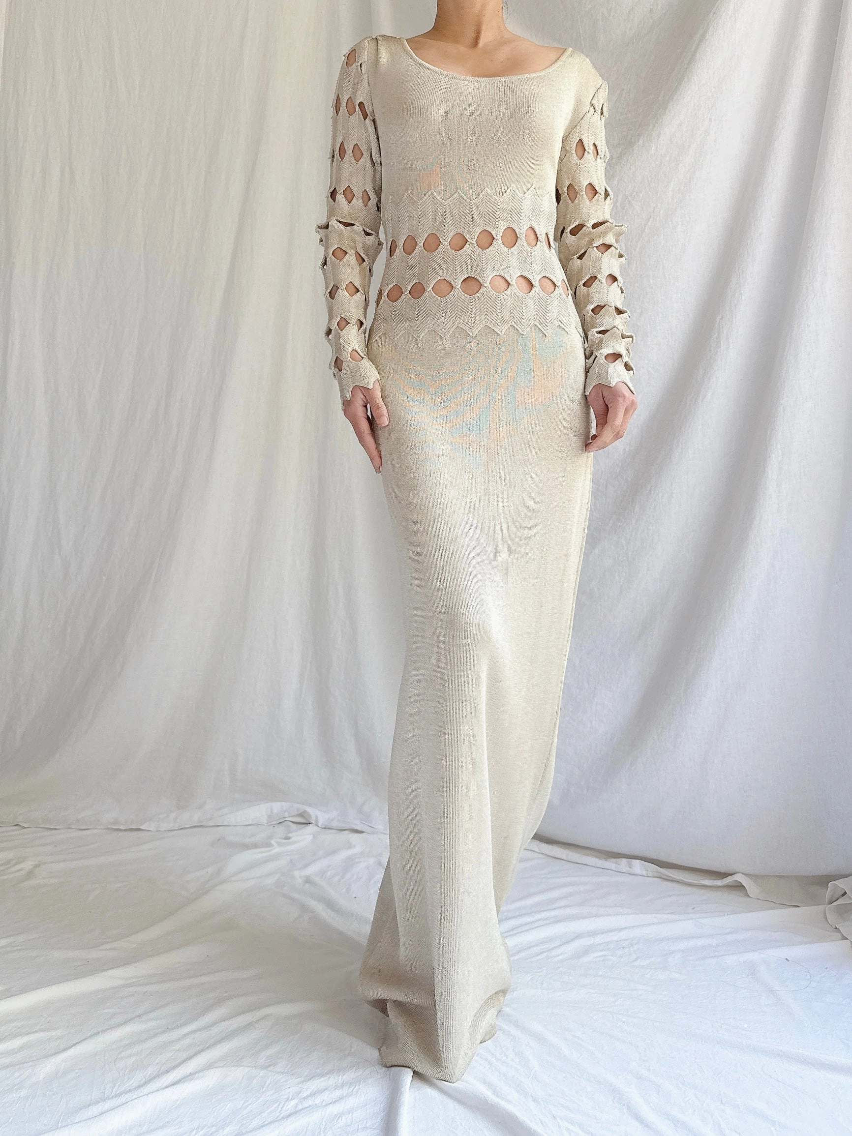 Vintage Nora Attalai Italy Knit Cutout Gown - S-M