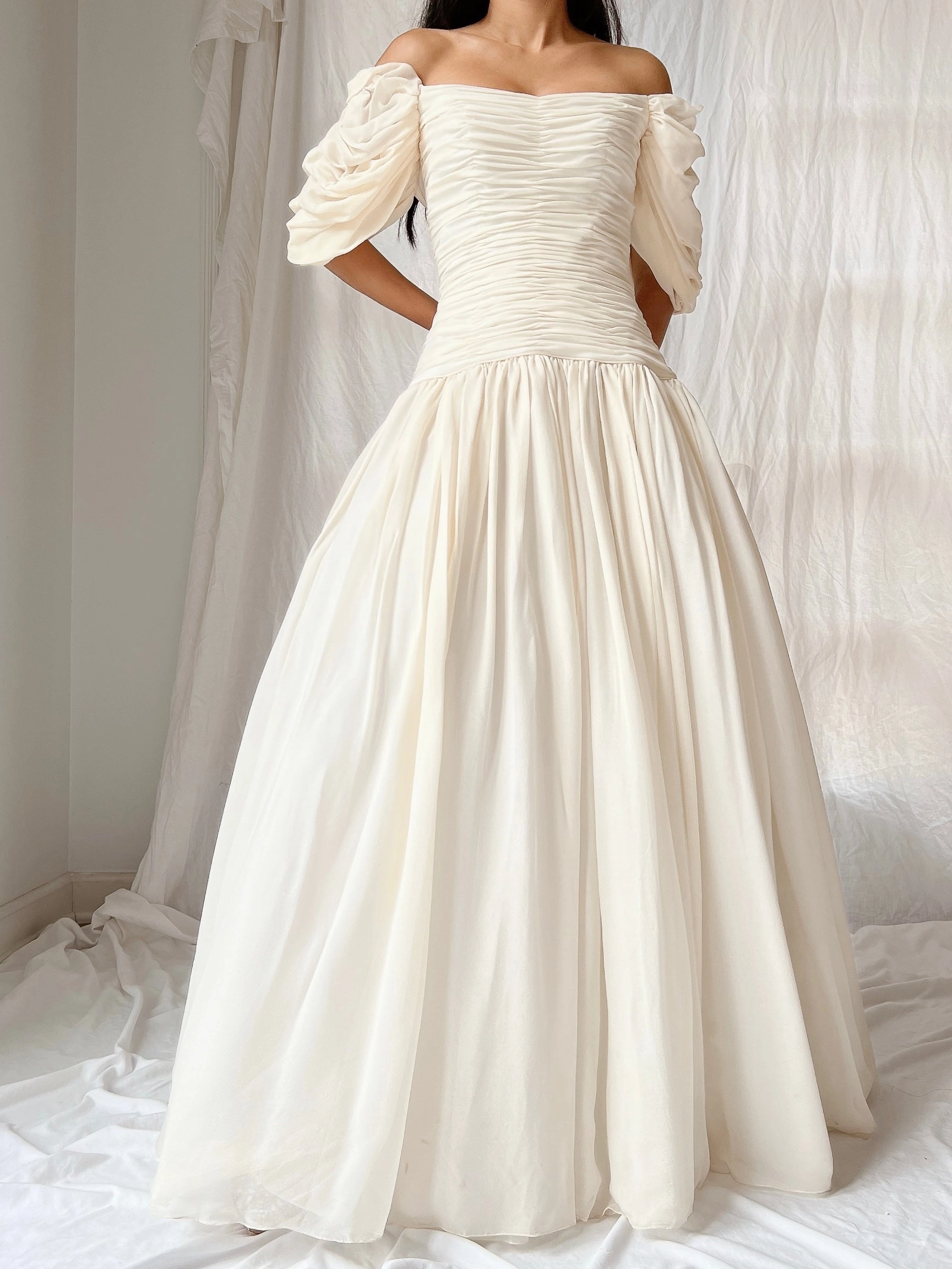 Vintage Silk Dropped Waist Dress - S/M