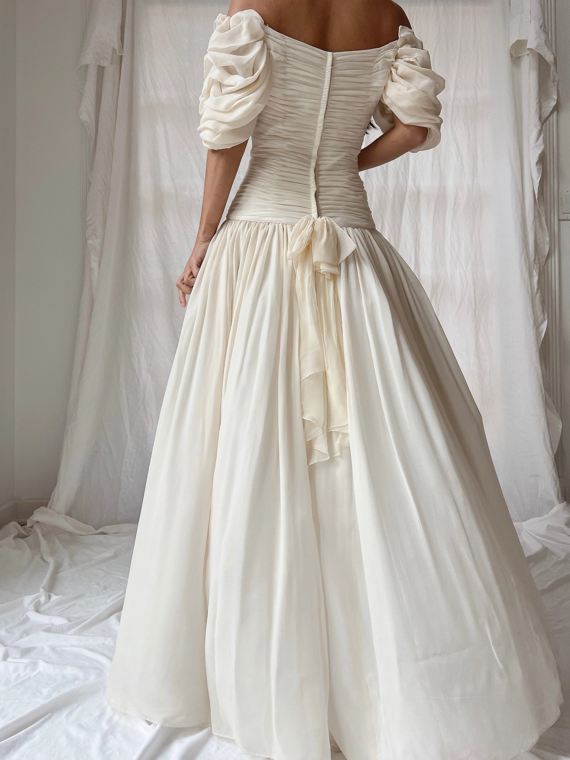 Vintage Silk Dropped Waist Dress - S/M