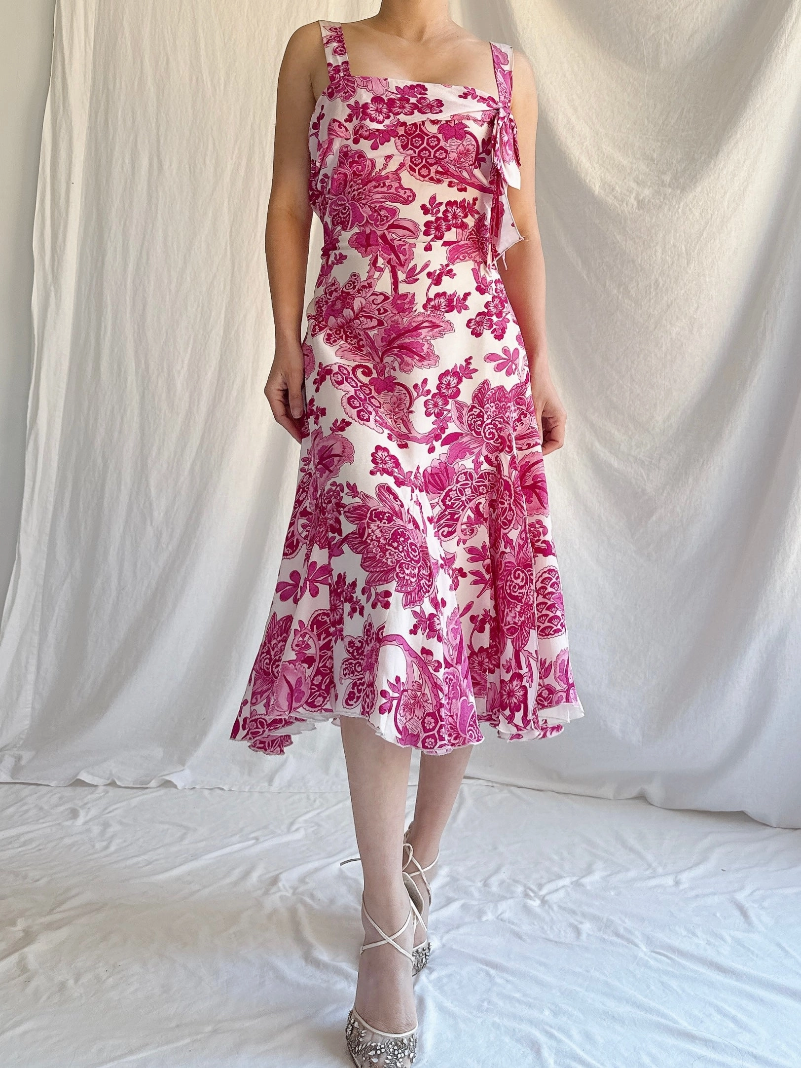 Vintage Silk Paule Vasseur Floral Dress - M/44