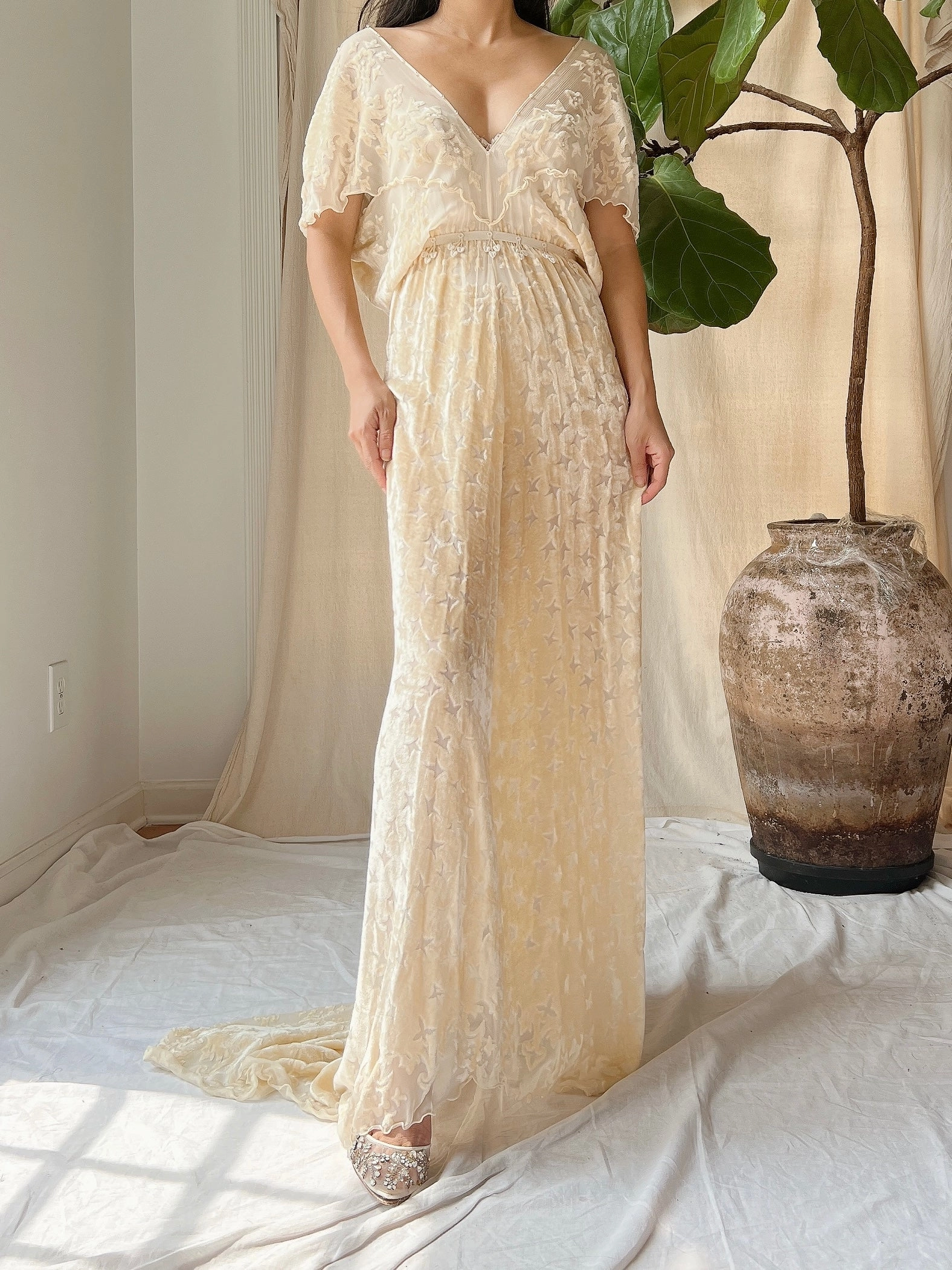 Vintage Silk Velvet Devore Gown - M/L