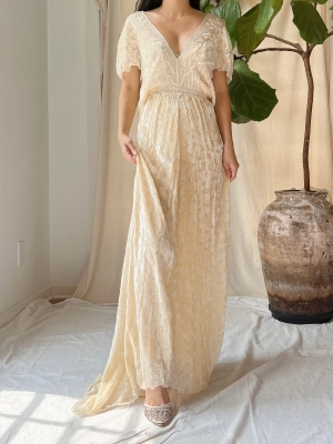 Vintage Silk Velvet Devore Gown - M/L