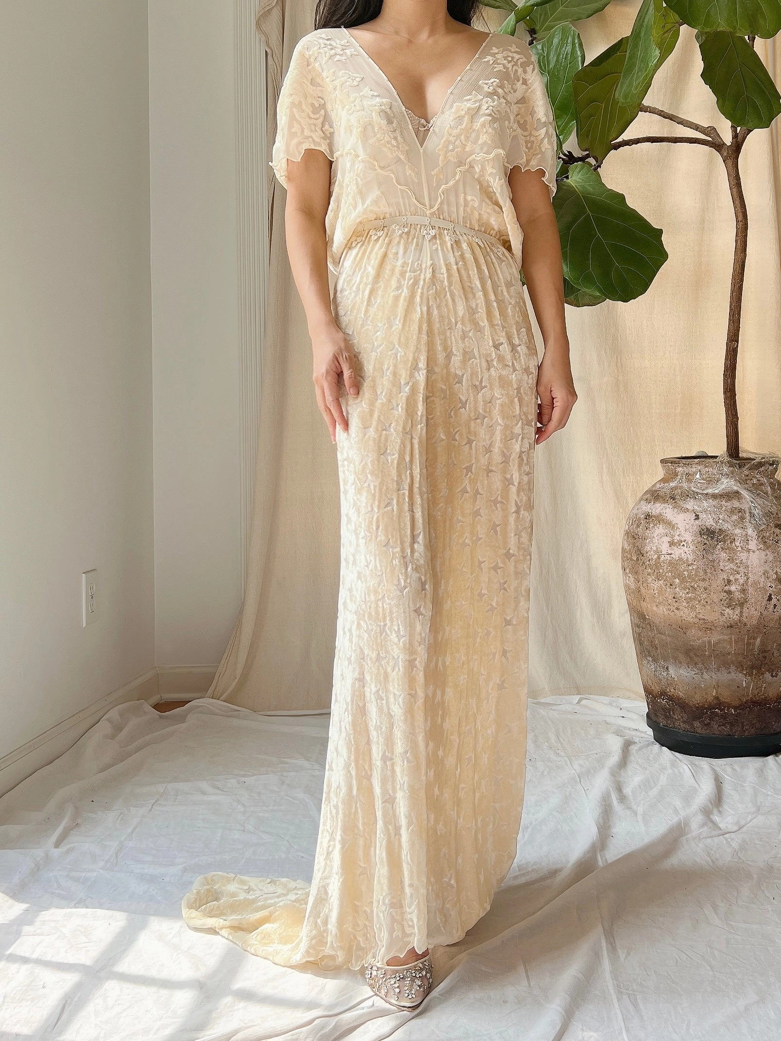 Vintage Silk Velvet Devore Gown - M/L