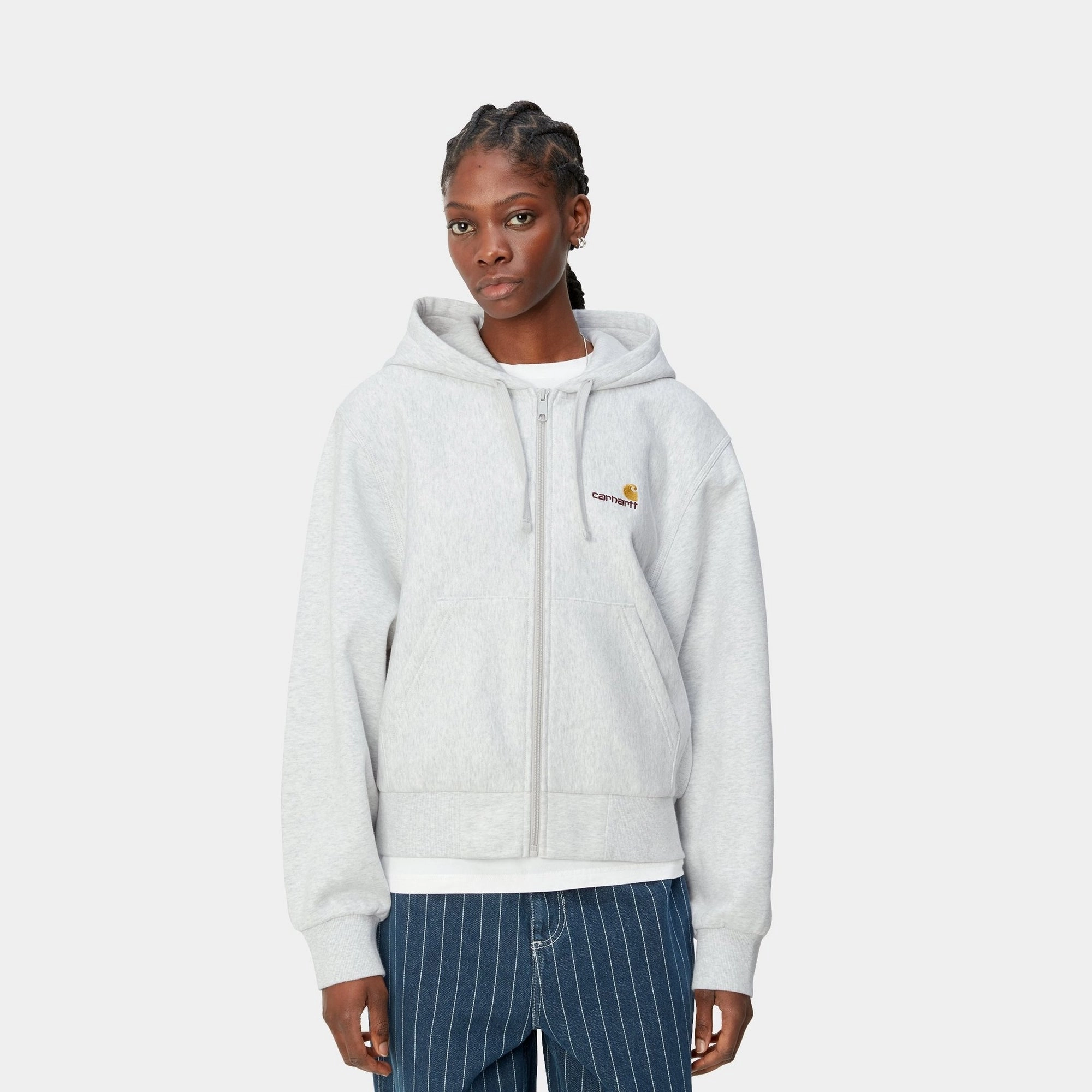Women’s Hooded American Script Jacket | Ash Heather