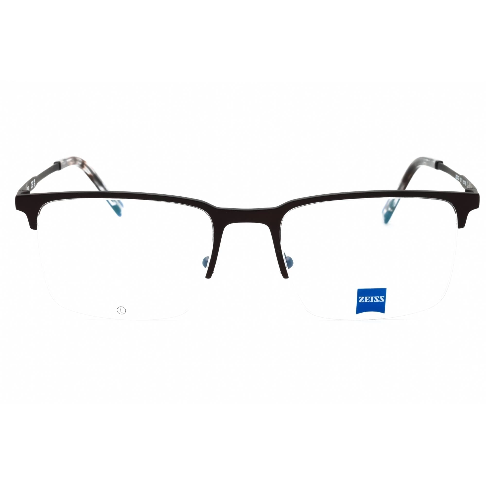Zeiss Men's Eyeglasses - Satin Dark Brown Metal Half Rim Square Frame | ZS23125 201