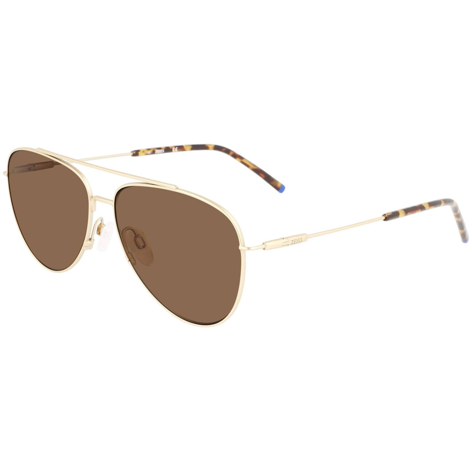 Zeiss Men's Sunglasses - Brown Lens Satin Gold Titanium  Frame | ZS22107SP 717